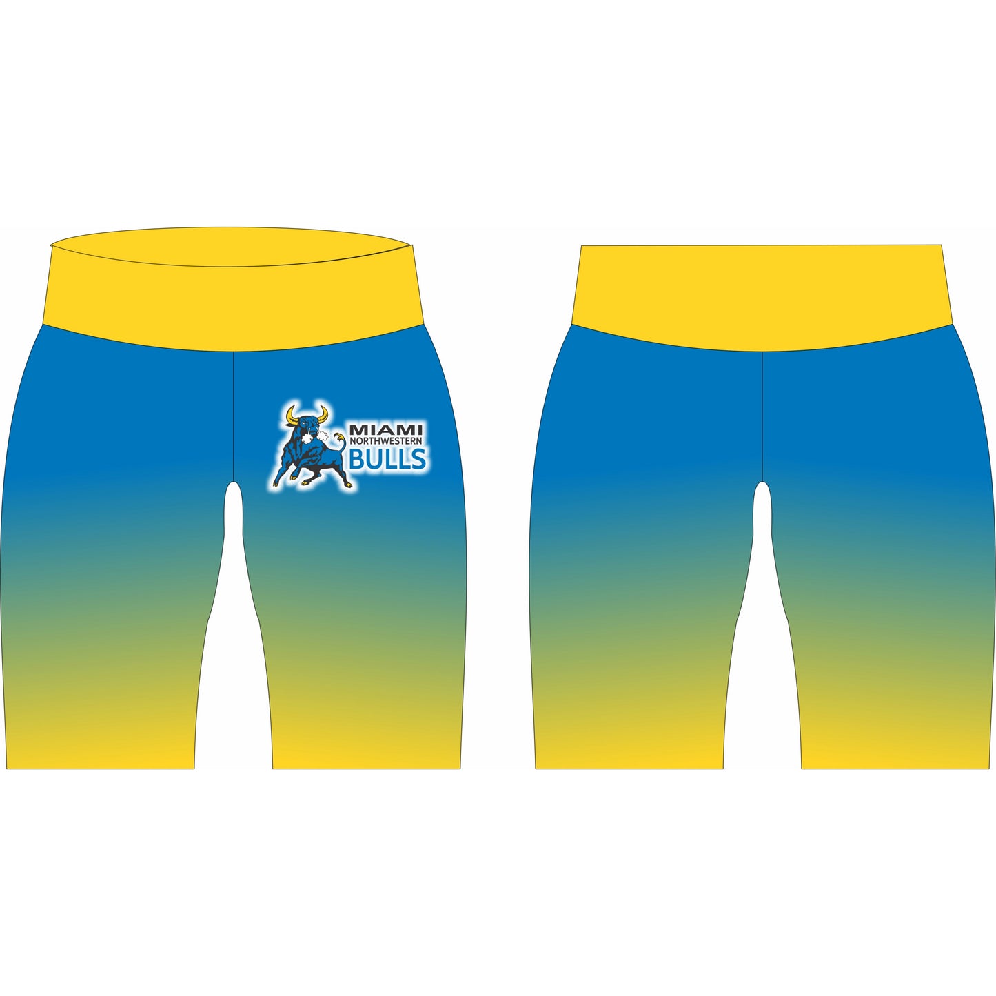 MNW Bulls Biker Short (Blue and Gold High Waist)