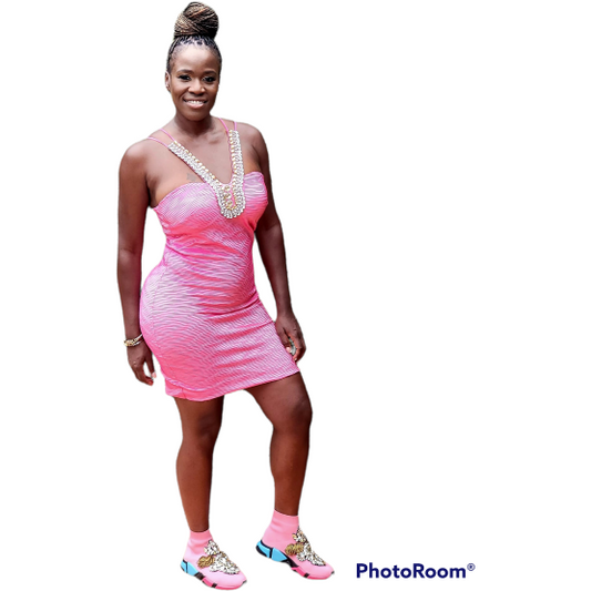 Pink Dress with Crystal Embellishment