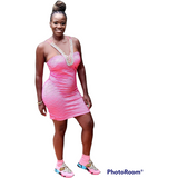 Pink Dress with Crystal Embellishment