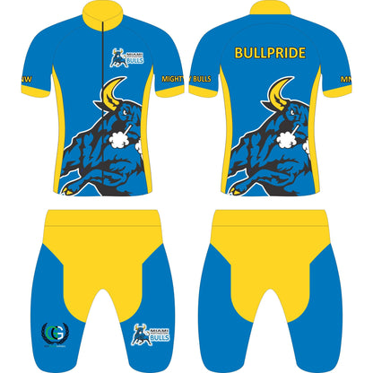 MNW Bulls Cycling Kit Blue and Gold (Short and Jersey ONLY) (PRE-ORDER)