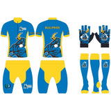 MNW Bulls Cycling Kit with Sock and Gloves Blue and Gold (PRE-ORDER)